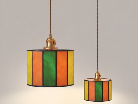 中古风吊灯 美式复古床头吊灯 餐厅咖啡厅吧台吊灯su模型