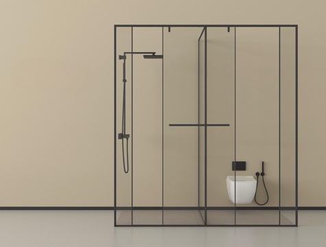 现代极简淋浴房 淋浴间 卫浴小件su模型