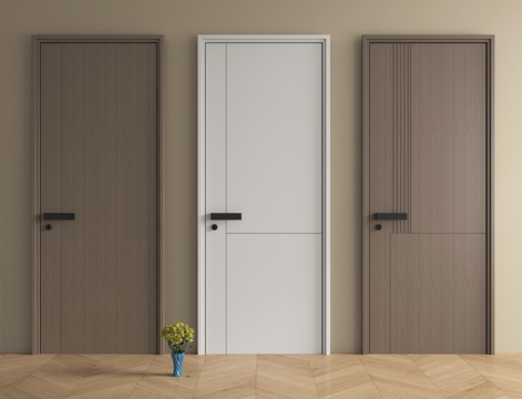 现代单开门 卧室门 实木门 平开门su模型