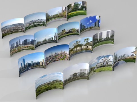 现代景观小品 环绕背景 户外外景 城市背景 背景贴图su模型