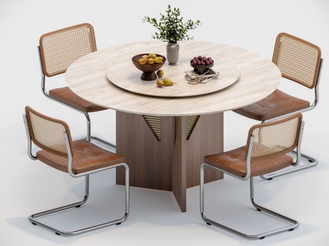 中古风圆餐桌su模型