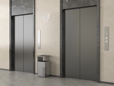 现代电梯门 电梯间 升降梯 升降按钮su模型