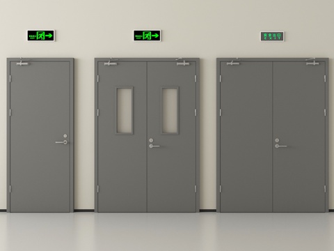 现代消防门 防火门 安全出口su模型