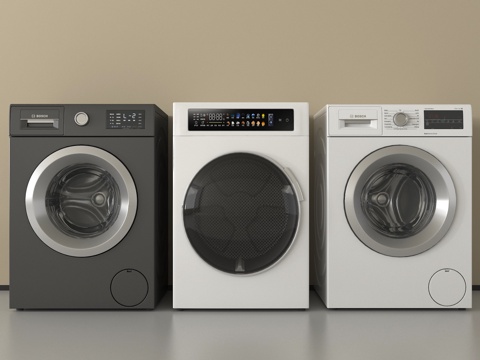  现代洗衣机 滚筒洗衣机3d模型 