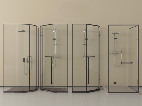 现代淋浴间 淋浴房 弧形淋浴房 钻石淋浴房su模型