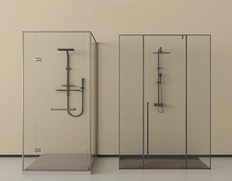 现代极简淋浴房 淋浴间 卫浴小件su模型