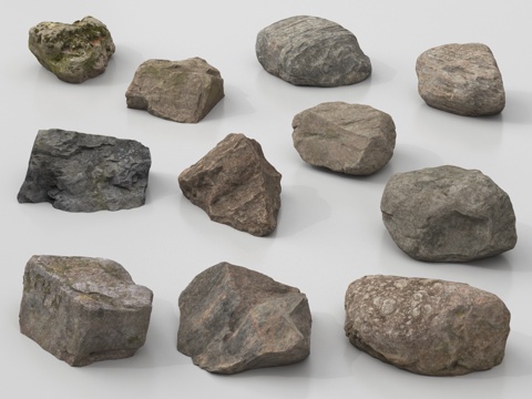  现代石头 石块 岩石 景观石3d模型 