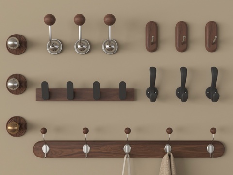 中古风挂钩 挂衣架su模型