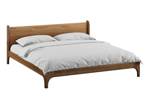  北欧简约双人床 双人床 简约床 卧室床 抱枕 床垫3d模型 