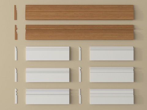 现代简约踢脚线 地脚线石膏线su模型