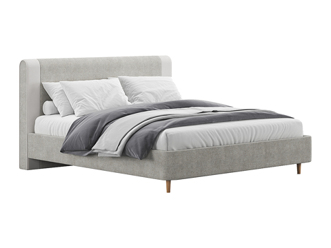  现代简约双人床 双人床 简约床 卧室床 抱枕3d模型 