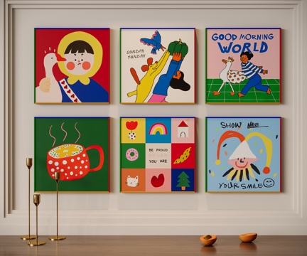 现代多巴胺装饰画su模型