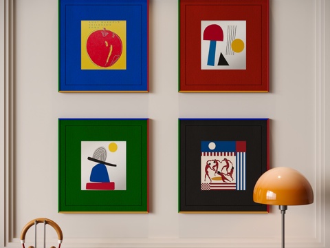 现代多巴胺装饰画su模型