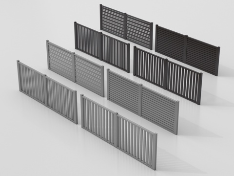  现代铁艺栏杆 护栏 围栏 铁艺栅栏 防护栏 阳台栏杆3d模型 