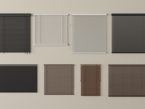 现代百叶帘 卷帘 窗帘su模型