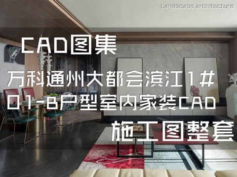 北京万科通州核心区大都会滨江1#01-B户型室内家装CADcad施工图
