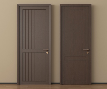 中古单开门 木门 木单开门 卧室门su模型