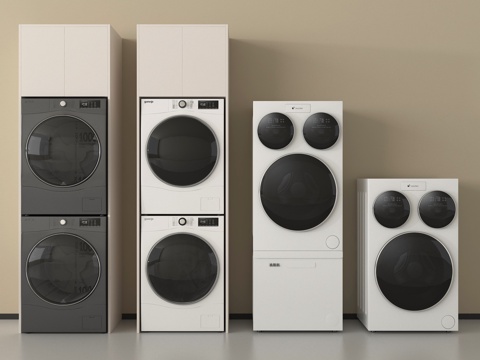 现代洗衣机 洗烘一体机su模型