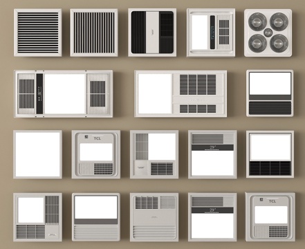 现代浴霸 风暖机 集成浴霸 排风取暖器su模型
