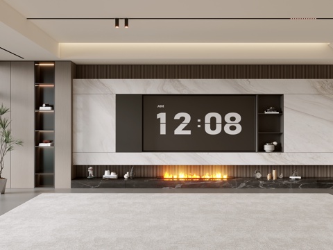 意式客厅 现代客厅 电视背景墙 电视柜 客厅背景su模型