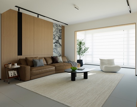  现代客厅 极简客厅 奶油风客厅 原木客厅 意式客厅 简约客厅3d模型 