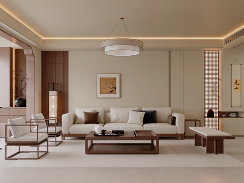  中古风客餐厅3d模型 