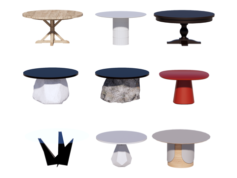 圆桌 餐桌su模型