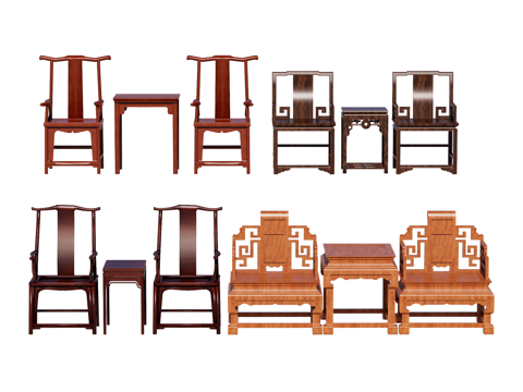 中式椅 红木家具su模型