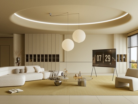 客厅 沙发 茶几 灯笼 边几3d模型