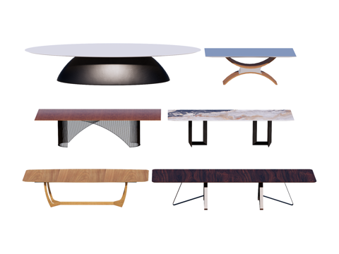 长桌 餐桌 茶桌 会议桌su模型