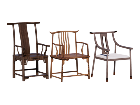 中式椅 红木家具su模型