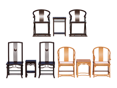 中式椅 红木家具su模型