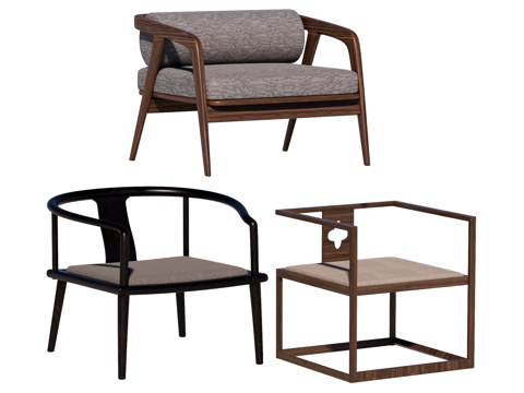 中式椅 红木家具su模型