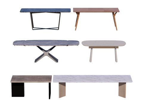 长桌 餐桌 茶桌 会议桌su模型