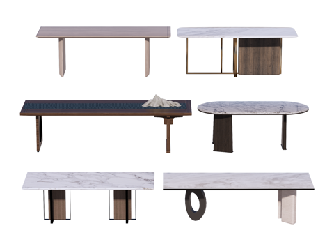 长桌 餐桌 茶桌 会议桌su模型