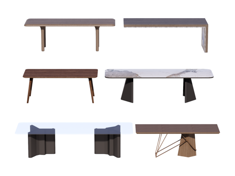 长桌 餐桌 茶桌 会议桌su模型