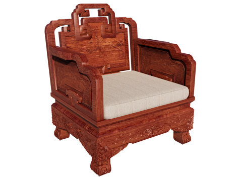 中式椅 红木家具su模型