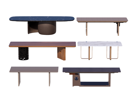 长桌 餐桌 茶桌 会议桌su模型