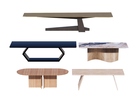 长桌 餐桌 茶桌 会议桌su模型