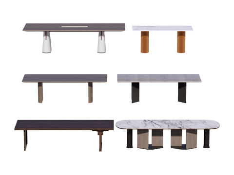 长桌 餐桌 茶桌 会议桌su模型