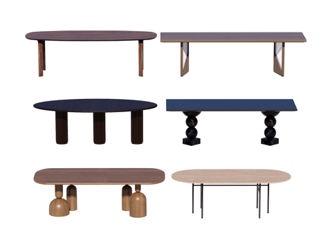 长桌 餐桌 茶桌 会议桌su模型