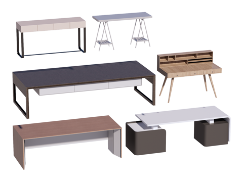 书桌 办公桌su模型