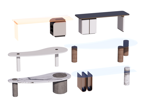 书桌 办公桌su模型