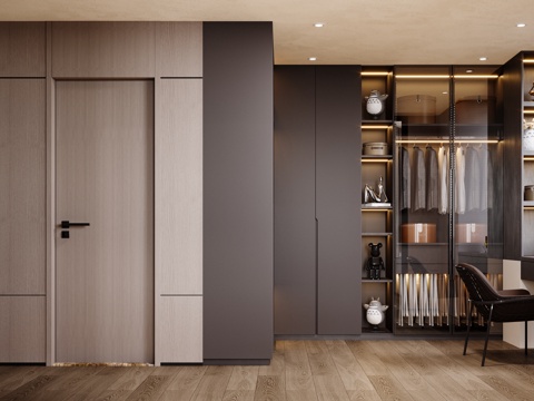  现代轻奢衣帽间3d模型 