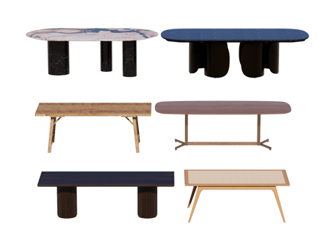 长桌 餐桌 茶桌 会议桌su模型