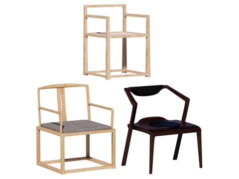 中式椅 红木家具su模型