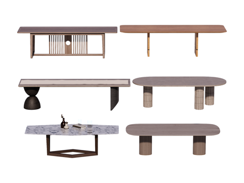 长桌 餐桌 茶桌 会议桌su模型