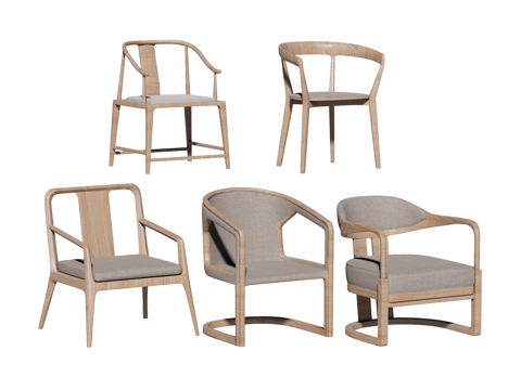 中式椅 红木家具su模型