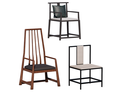 中式椅 红木家具su模型