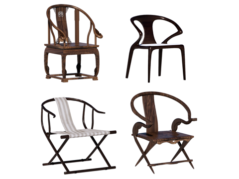 中式椅 红木家具su模型